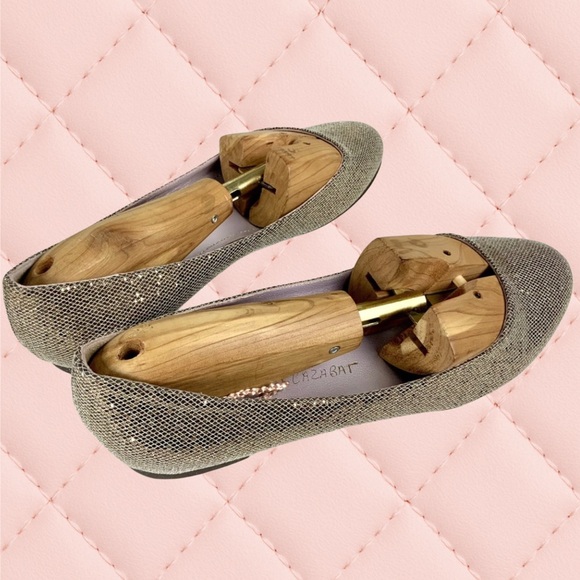 Jean-Michel Cazabat Italian Gold Metallic Ballet Flats Shoe Blue Sole - Picture 5 of 9